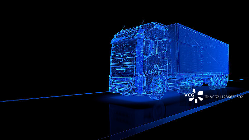 行驶中的蓝色科技粒子大货车图片素材