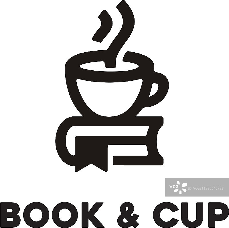 咖啡杯与书籍咖啡馆图书馆标志图片素材