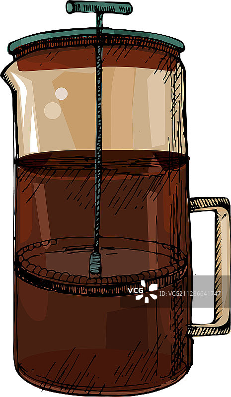 手绘法压壶草图图片素材