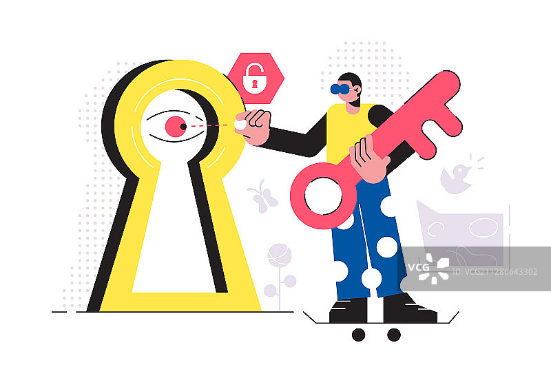 现代锁上的商人身份识别图片素材