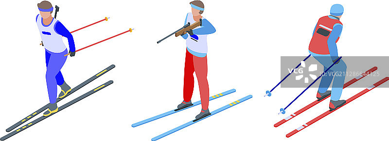 冬季两项图标2.5D风格图片素材