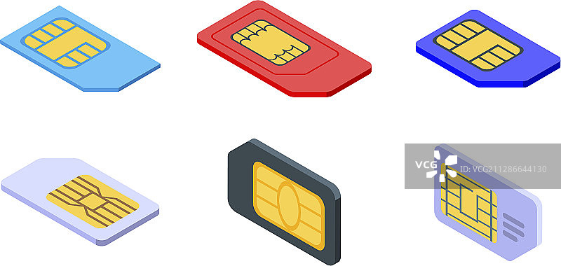 SIM电话卡图标2.5D风格图片素材