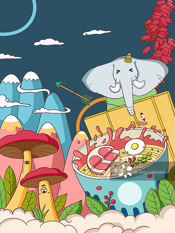 云南过桥米线美食插画图片素材