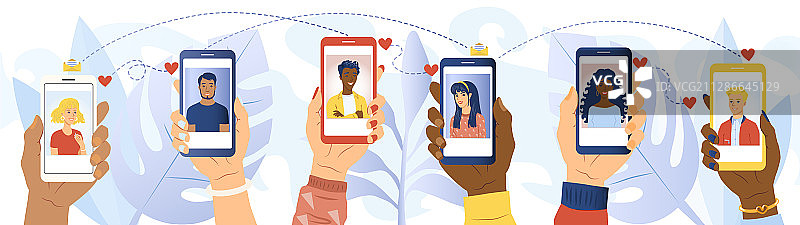 手机App在线约会服务概念图片素材