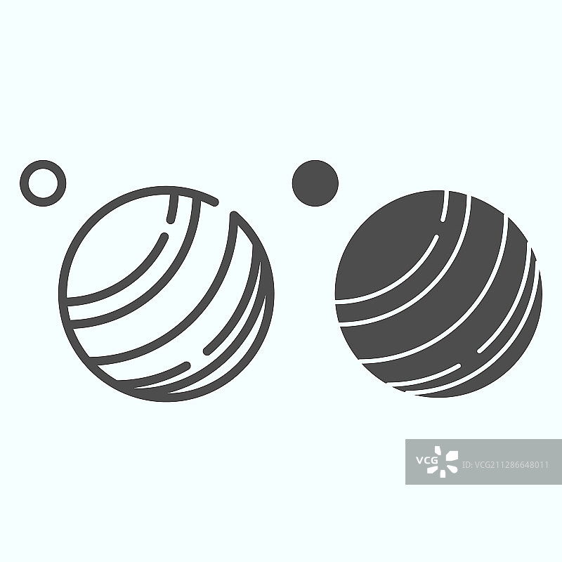 带卫星的木星线条图标图片素材