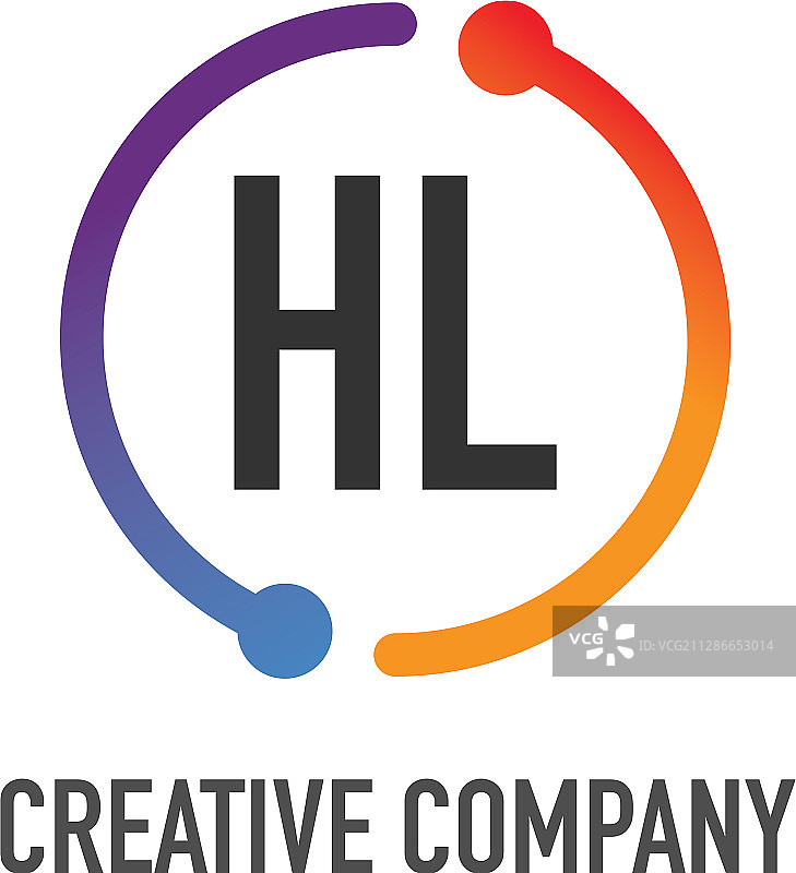 字母HL创意圆形标志设计图片素材