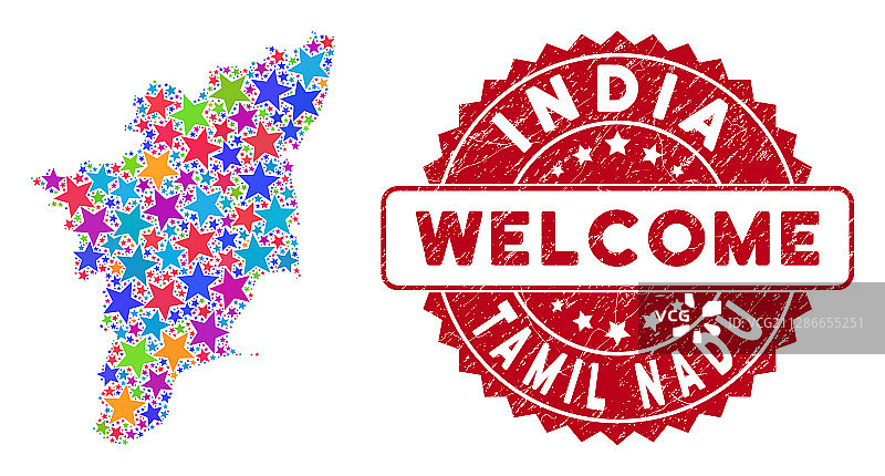 泰米尔纳德邦地图马赛克图片素材