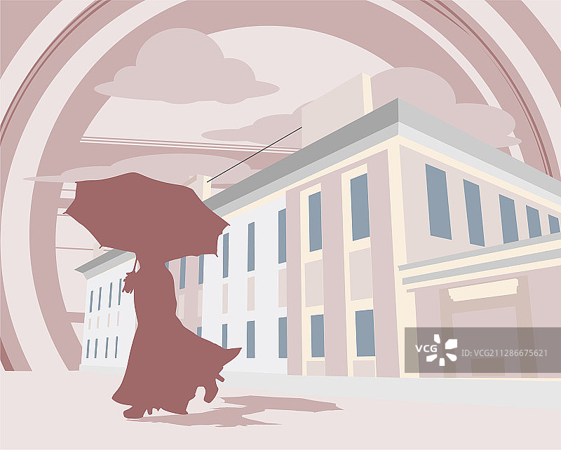 穿着连衣裙的女人剪影图片素材