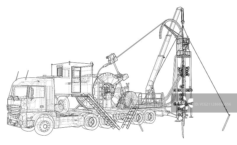 白色背景上隔离的线圈管线框图片素材