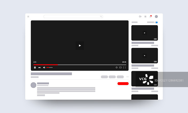网页视频播放器页面概念图片素材