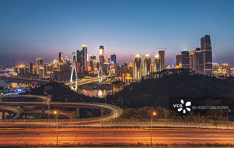 重庆市南岸区南山观景台观晚霞渝中半岛全景图图片素材