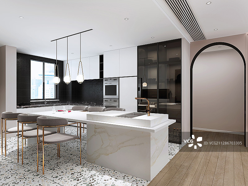 现代高档家庭餐厅图片素材