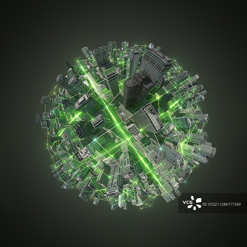 智慧城市星球——深绿色图片素材