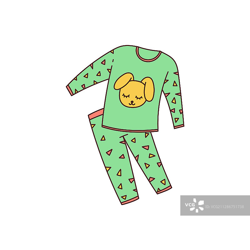 舒适柔软的绿色睡衣卡通图标草图图片素材