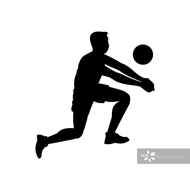 男性排球运动员击球剪影图片素材