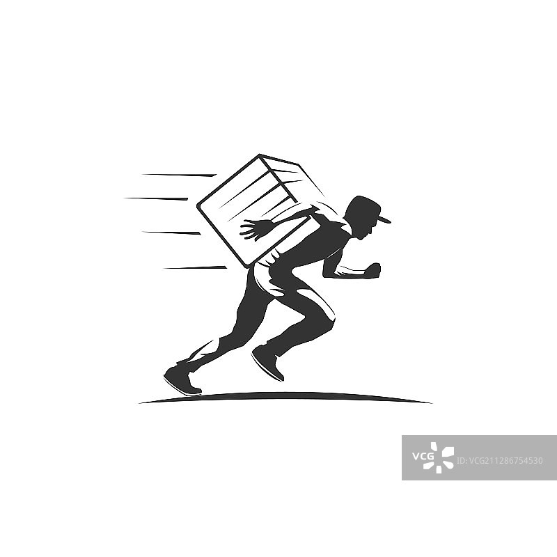 人们奔跑运送包裹的快速配送图片素材