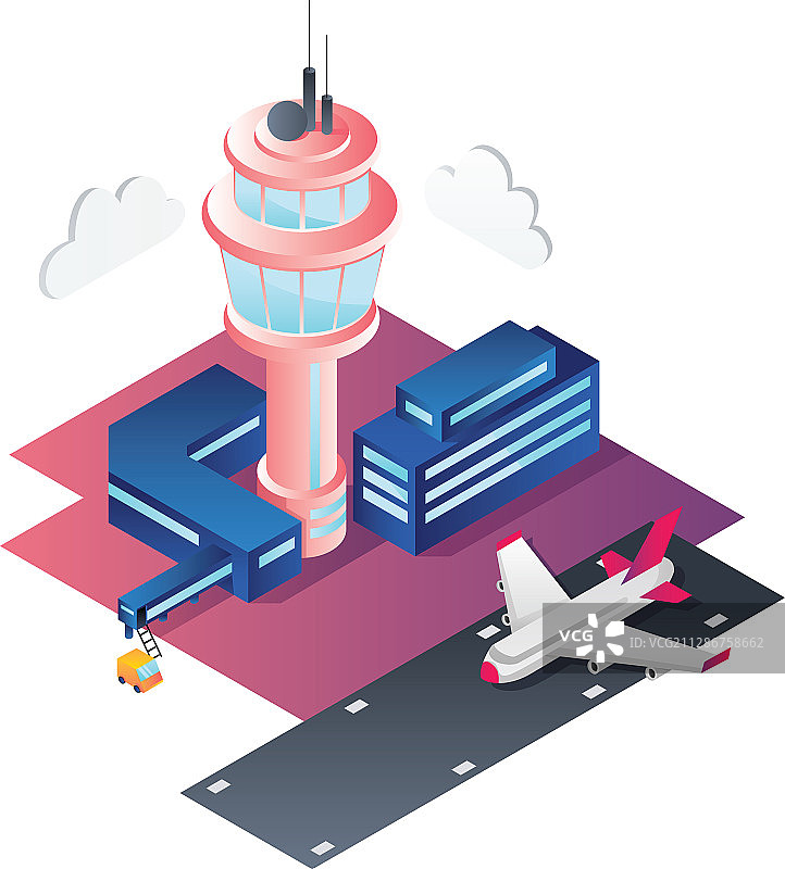 机场2.5D扁平设计图片素材
