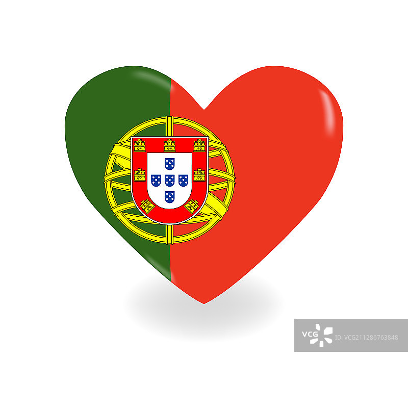 白色背景上的立体葡萄牙心形图片素材