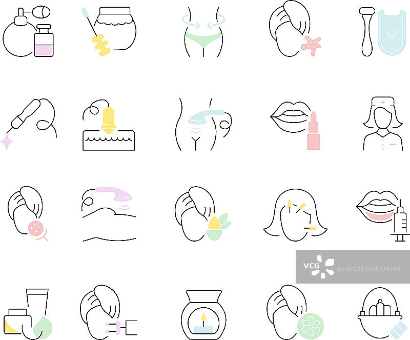 美容化妆线性图标图片素材