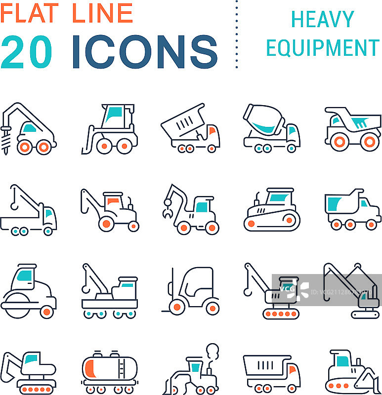 重型设备线性图标合集图片素材
