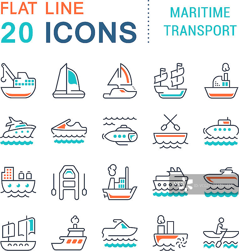 海运交通线性图标合集图片素材