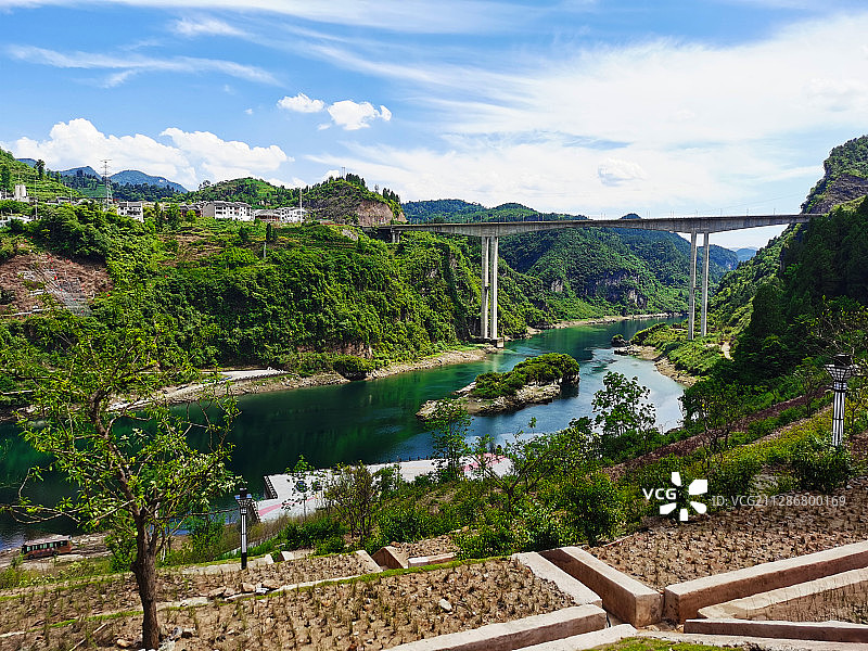 贵州省遵义市余庆县大乌江镇迴龙场红军抢渡乌江遗址风光图片素材