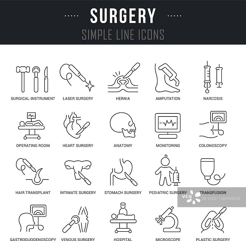 外科手术线性图标合集图片素材