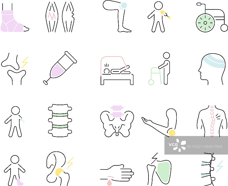 创伤学线性图标合集图片素材