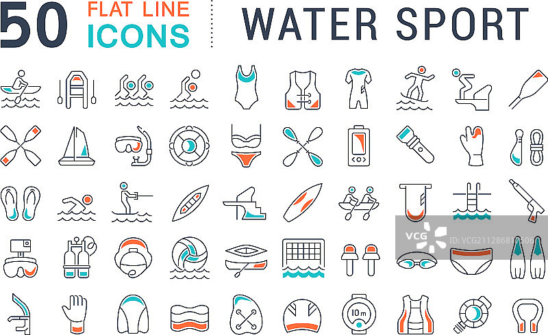 水上运动线性图标图片素材