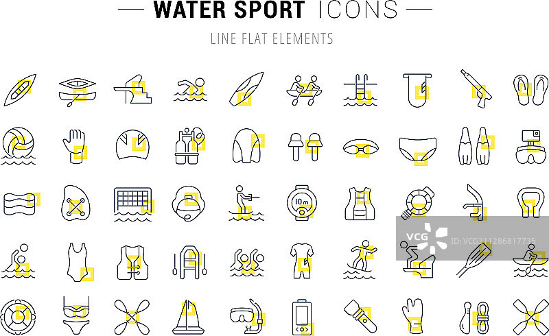水上运动线性图标图片素材