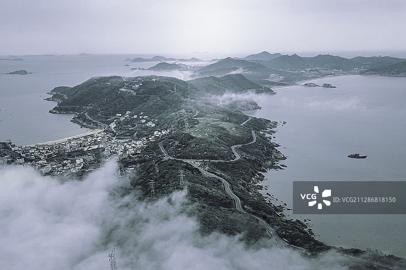 清晨的东海渔村图片素材