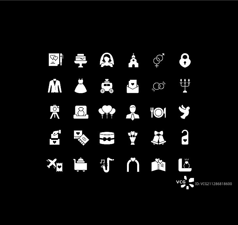 婚礼简约图标合集图片素材