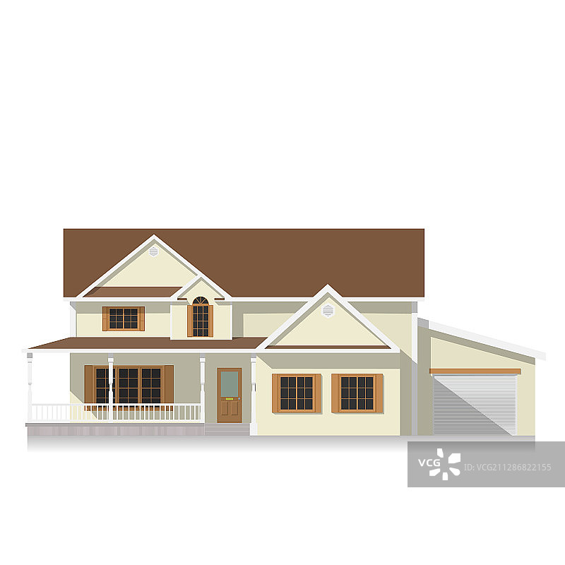 经典美式房屋扁平图标图片素材