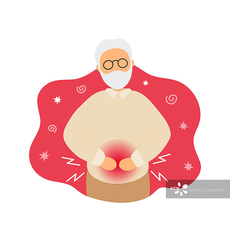 肚子疼的老人图片素材