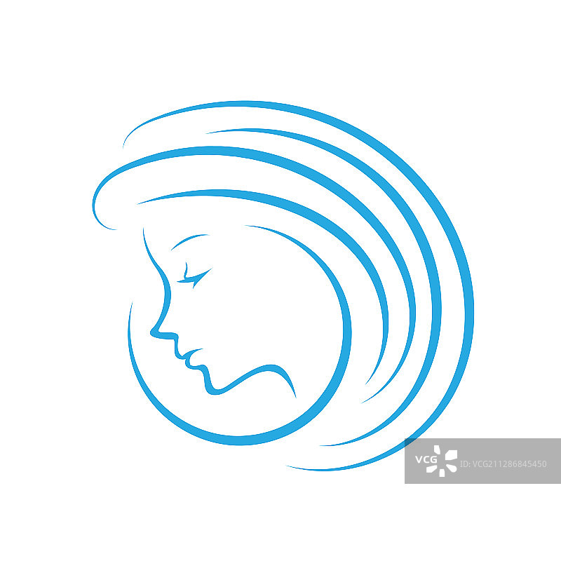 长发美女头像标志剪影图片素材