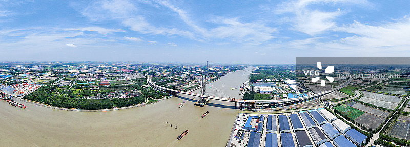 上海昆阳路越江大桥（闵浦三桥）航拍全景图片素材