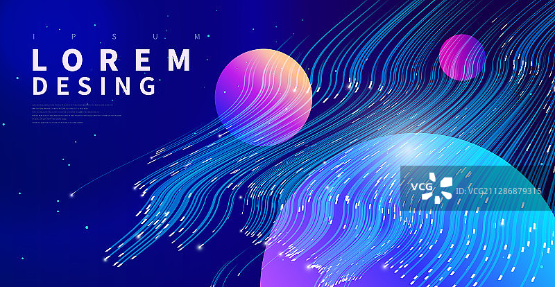 未来感抽象粒子线条光球组合矢量海报图片素材