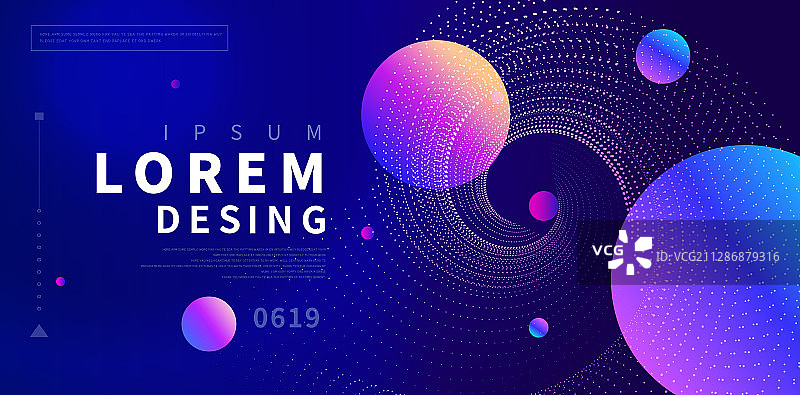 矢量抽象旋涡科技感粒子光球海报图片素材