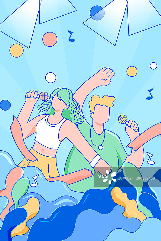 校园歌唱比赛电商促销学生毕业季庆祝活动音乐节矢量插画图片素材