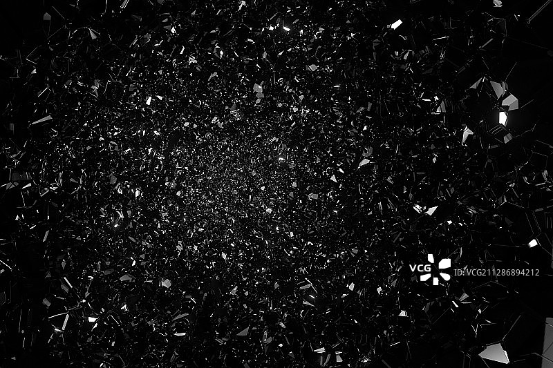 碎裂的玻璃碎块 3D渲染图片素材