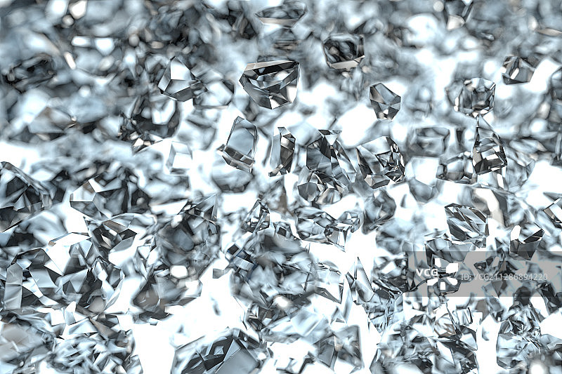碎裂的玻璃碎块 3D渲染图片素材