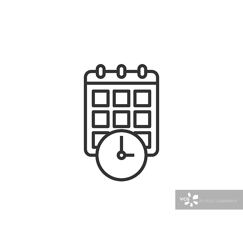 扁平风格的日历时钟图标议程图片素材