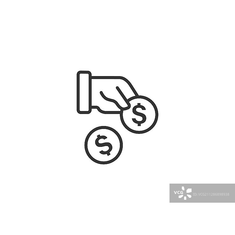 扁平风格的报酬图标，手上的钱图片素材