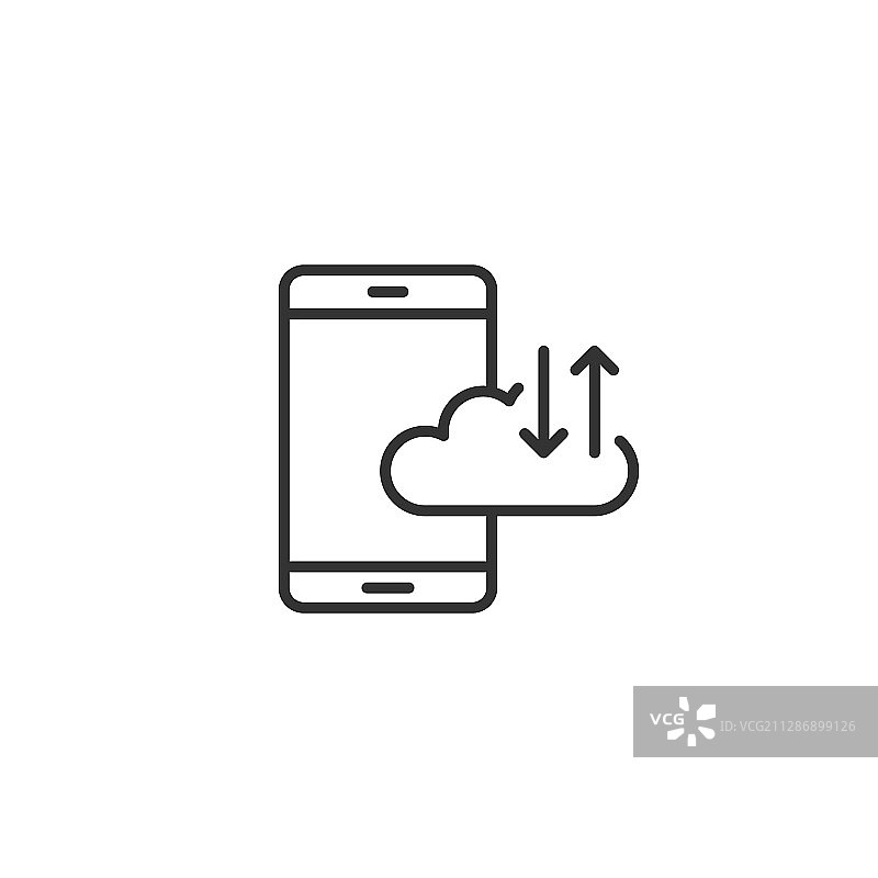 带有云图标的扁平风格智能手机图片素材