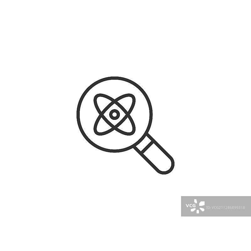 扁平风格的科学放大镜图标：病毒搜索图片素材