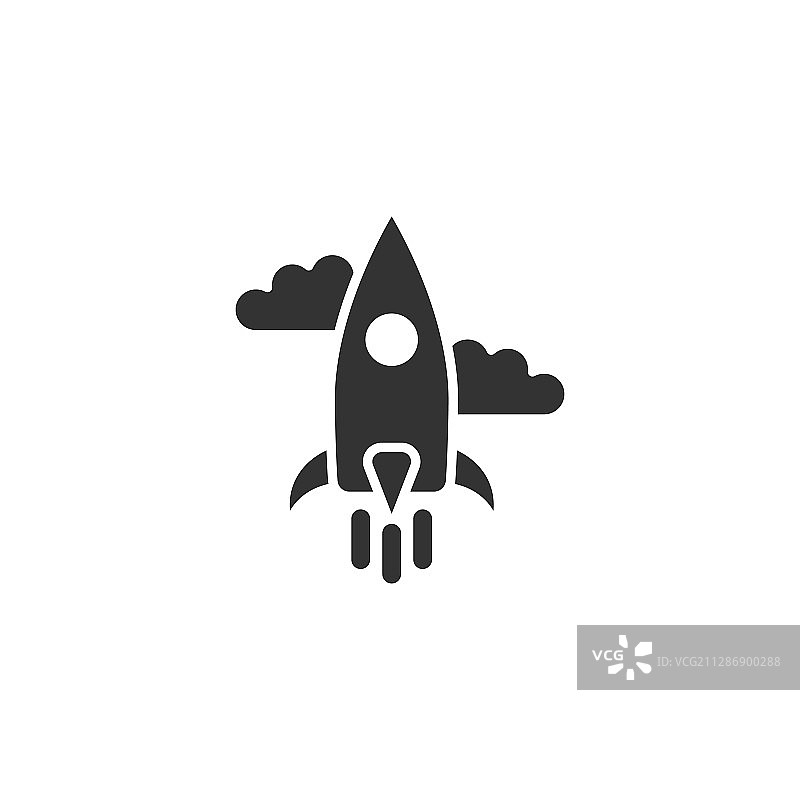 扁平风格的火箭图标宇宙飞船发射图片素材
