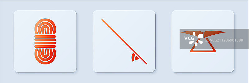 冲浪板攀岩绳和滑翔机白色套装图片素材