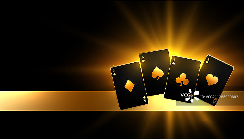 发光金色扑克牌赌场背景图片素材