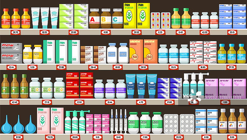 摆满药品的药房货架图片素材