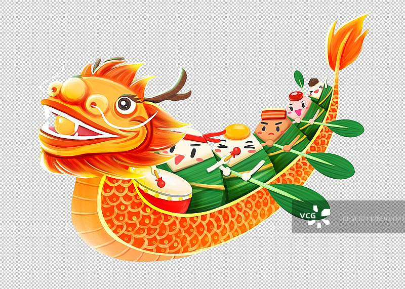 端午节粽子划龙舟元素图片素材